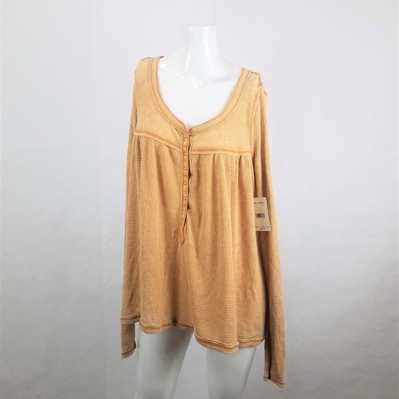 We The Free People Khaki Kai Henley Thermal Top - Picture 2 of 6